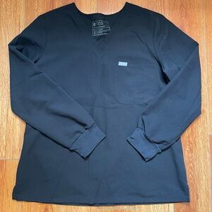 Figs Catarina Long Sleeve Scrub Top Black sz L